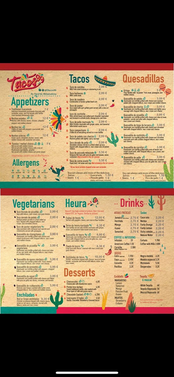 Menu Tacos 99-10