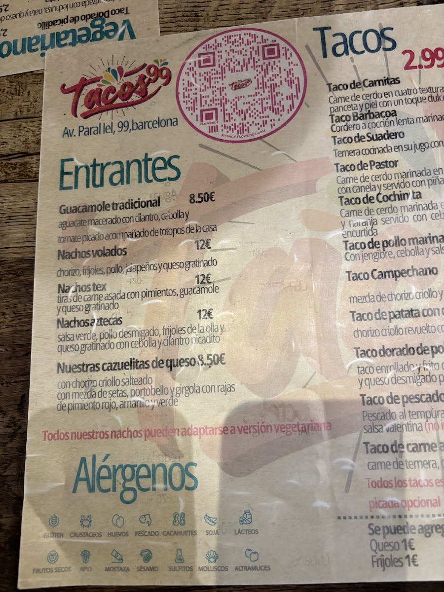 Menu Tacos 99-5